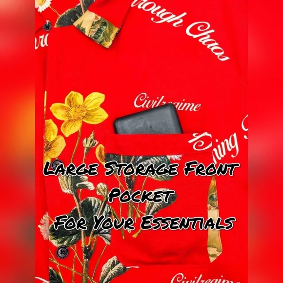 CivilRegime Tropical Flair Button Down Casual Shirt Red Yellow Mens Size Large - Picture 7 of 17